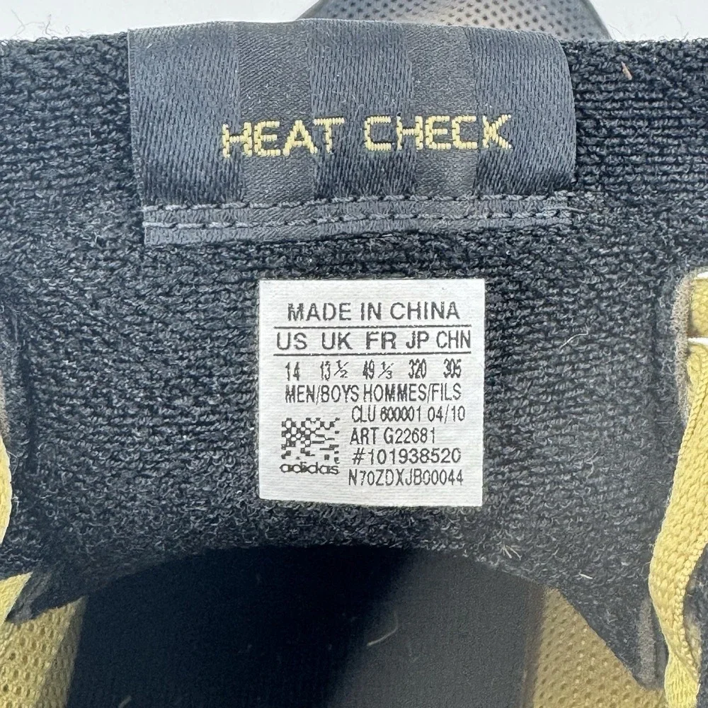 MEN'S ADIDAS SM TS‎ HEAT CHECK NA US SIZE 14 BLACK GOLD G22681